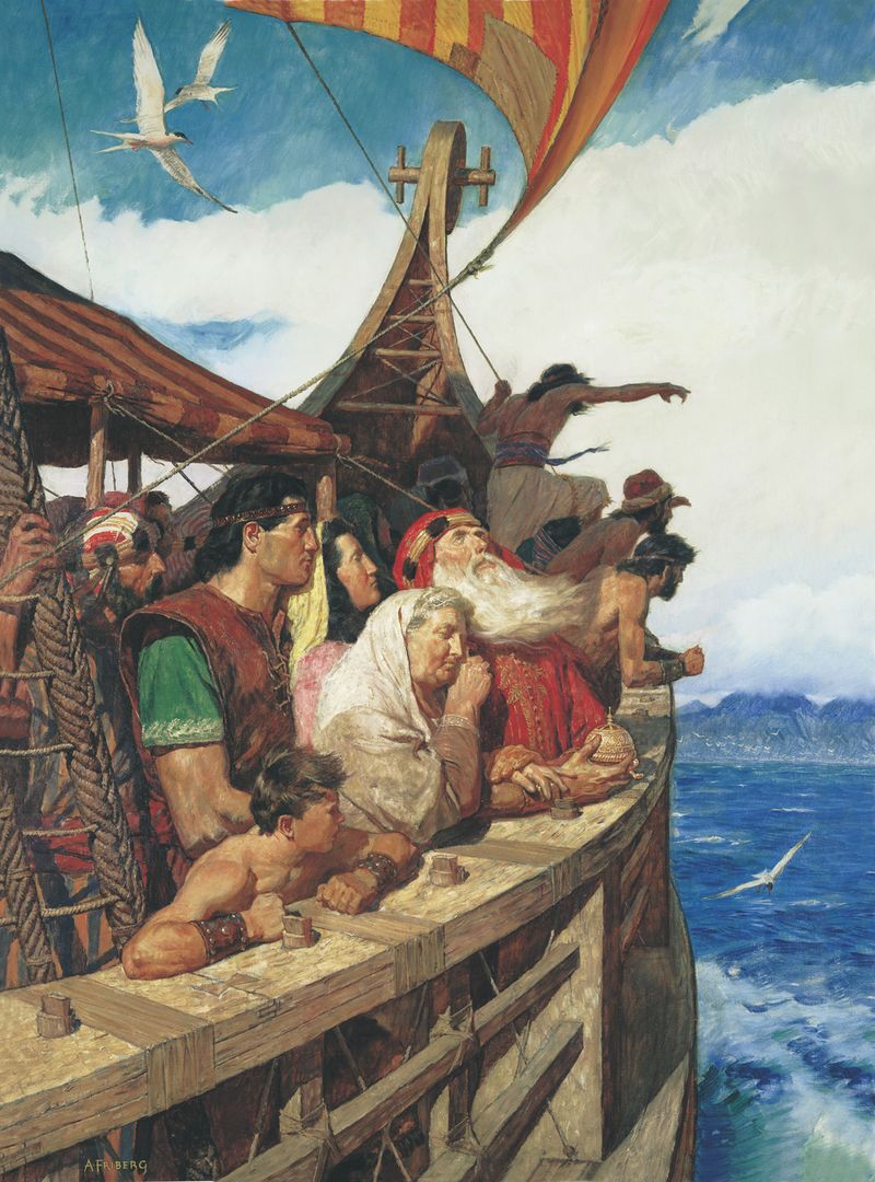 Лехий и семейството му от Книгата на Мормон отплават към обетованата земя